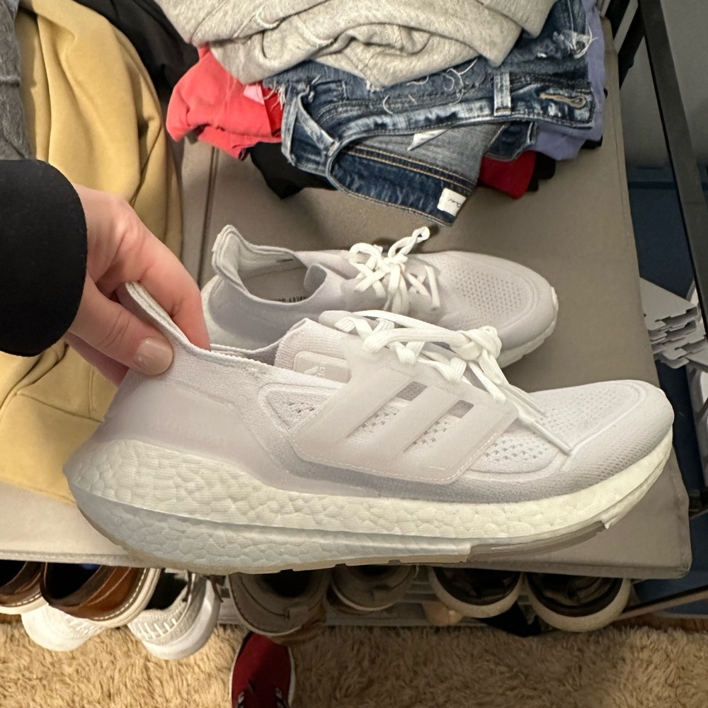 All white adidas ultraboost